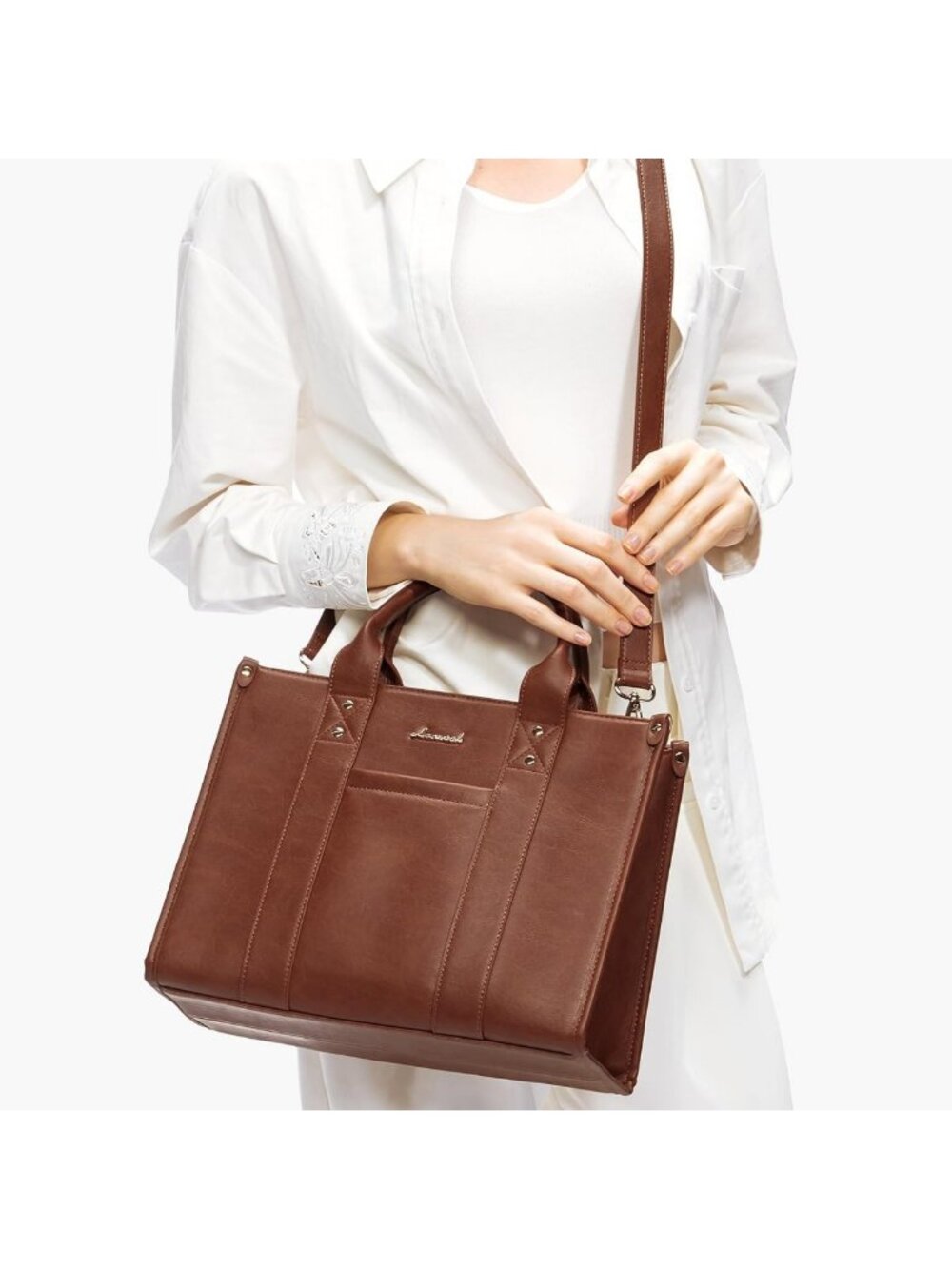 Stylish Leather Tote Bag for Women - Versatile Satchel, Crossbody & Shoulder - Picture 7 of 7